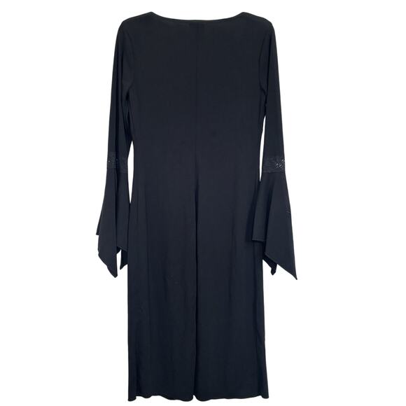 VTG Y2K Whimsigoth Black Long Line Corset Witchy Vampy Bell Sleeves Medium - Picture 2 of 8